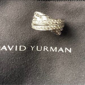 David Yurman Diamond Crossover Band ring, size 6